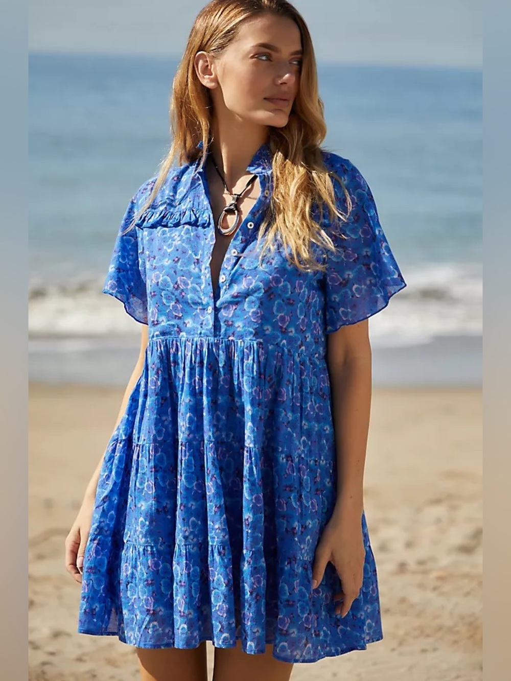 Ro’s Garden Vibeka Blue Komaki Floral Mini Dress - Women's Summer Dress